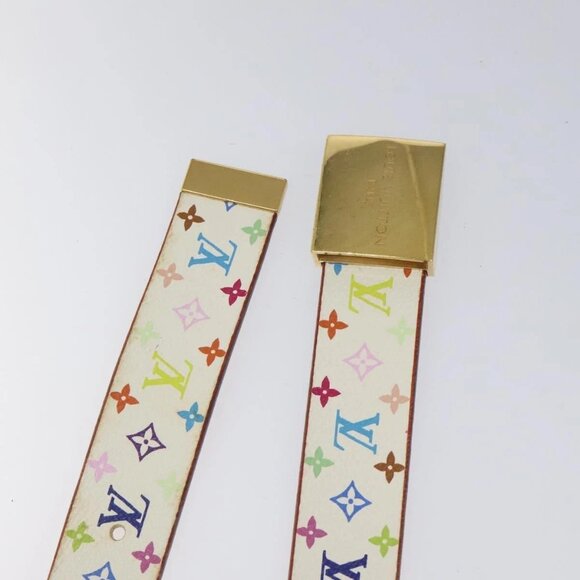 LOUIS VUITTON Monogram Multicolor Ceinture Carre Belt White - Picture 13 of 14